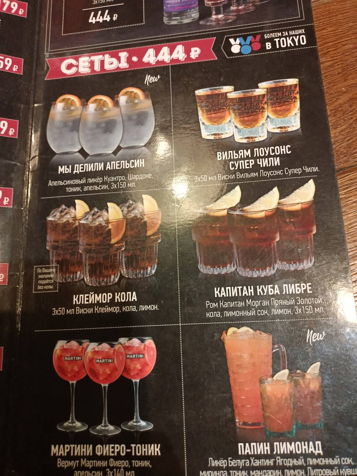 Токио-333 меню