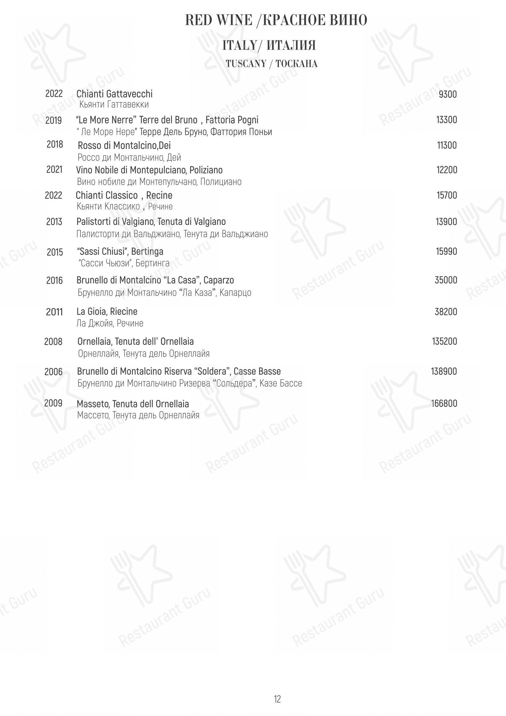 Меню ресторана Матрёшка - Меню напитков